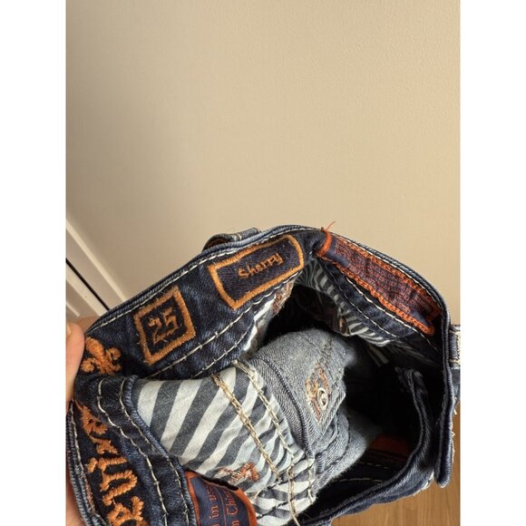 Rock Revival Sherry Bootcut Low Rise Embellish Rhinestone Dark Wash Jeans Y2k 25 - Picture 8 of 9